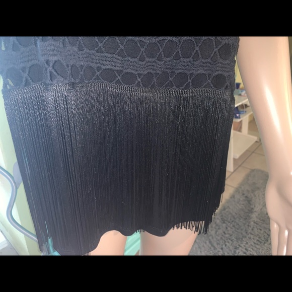 INC Black Fringe Crochet Top - Picture 6 of 7